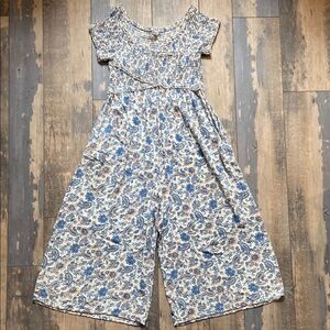 Patrons Of Peace Womens Paisley Floral Jumpsuit Romper Short Sleeve Wide Leg L